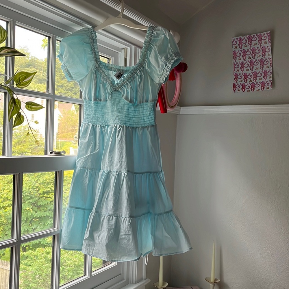 Princess Polly blue ruffle tier dress